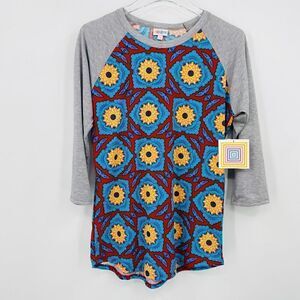 NEW Lularoe Size Small 3/4 Sleeve Abstract Geometric Randy Crewneck Shirt Top